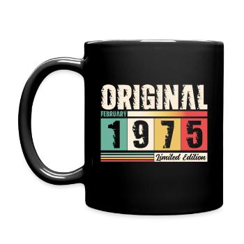 50th Birthday Gift Husband Original February 1975 - Full Colour Mug - black - Left