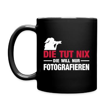 die tut nix - die will nur fotografieren - Tasse einfarbig - Schwarz - Links