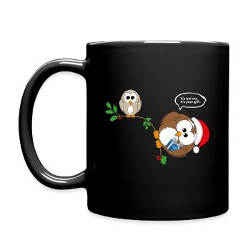 Weihnachten Eule Weihnachtsgeschenk Geschenk - Tasse einfarbig - Schwarz - Links