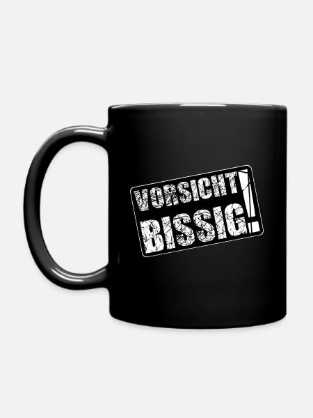 Vorsicht bissig! - Tasse einfarbig - Schwarz
