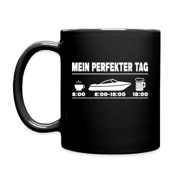 Bootsfahrer Kapitän Mein Perfekter Tag Boot Fahren - Tasse einfarbig - Schwarz - Links