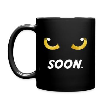 Katzenaugen bald gelb - Tasse einfarbig - Schwarz - Links