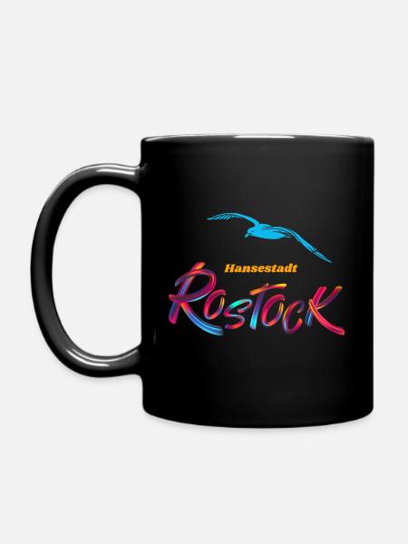 Rostock Hansestadt-Möwe - Tasse einfarbig - Schwarz