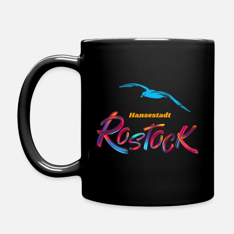 Rostock Hansestadt-Möwe - Tasse einfarbig - Schwarz