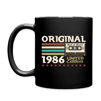 Cassette 39ème Anniversaire Février Millésime 1986 - Mug uni - noir - Gauche