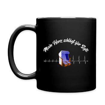 Heartbeat Sylt - Mein Herz schlägt für Sylt - Tasse einfarbig - Schwarz - Links