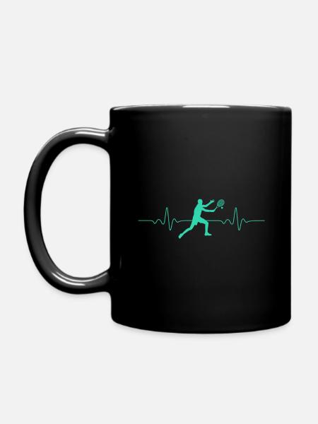 HERZSCHLAG TENNIS LUSTIGES TENNISSPIELER GESCHENK - Tasse einfarbig - Schwarz