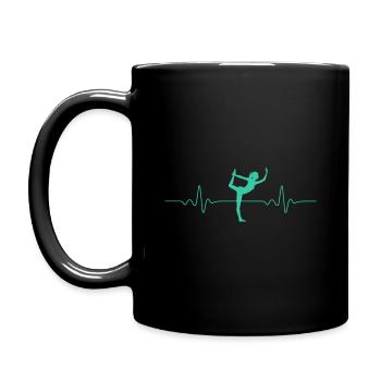 EKG HERZSCHLAG YOGA LUSTIGES YOGINI YOGI GESCHENK - Tasse einfarbig - Schwarz - Links