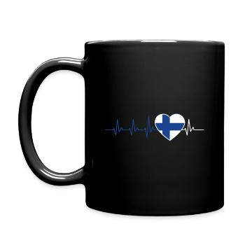 HEARTBEAT FINLANDE SUOMI EKG FLAG CADEAU - Mug uni - noir - Gauche