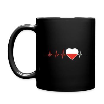 HEARTBEAT POLAND POLSKA POLISH FLAG GIFT - Full Colour Mug - black - Left