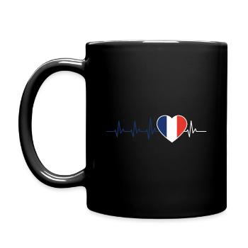 HEARTBEAT FRANCE CADEAU DU DRAPEAU FRANÇAIS - Mug uni - noir - Gauche