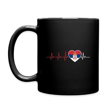 HEARTBEAT SERBIA BALKAN EKG FLAG GIFT - Full Colour Mug - black - Left