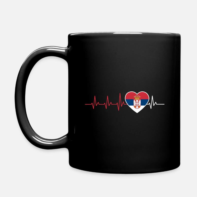 HERZSCHLAG SERBIEN BALKAN EKG FLAGGE GESCHENK - Tasse einfarbig - Schwarz