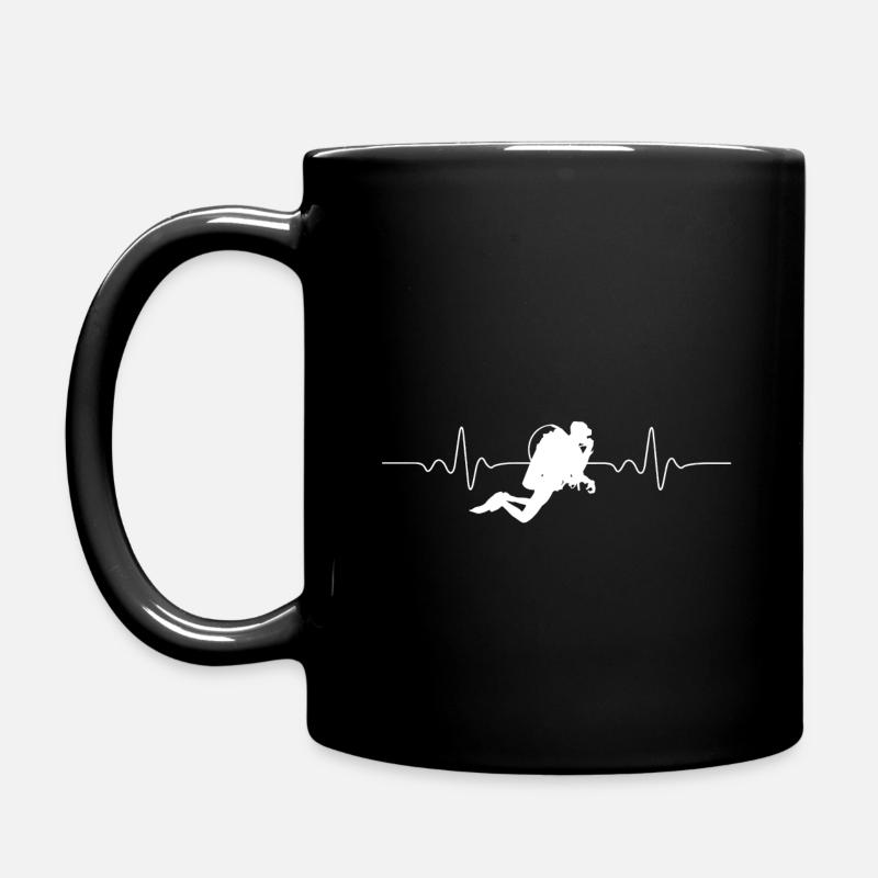 HERZSCHLAG TAUCHEN LUSTIGES TAUCHER PULS GESCHENK - Tasse einfarbig - Schwarz