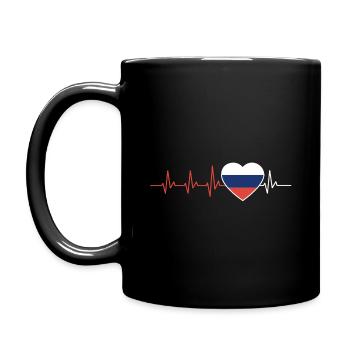 HEART COUNTRY RUSSIAN ECG FLAGGE GIFT - Full Colour Mug - black - Left