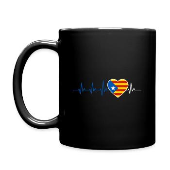 HEARTBEAT CATALONIA CATALAN FLAG GIFT - Full Colour Mug - black - Left