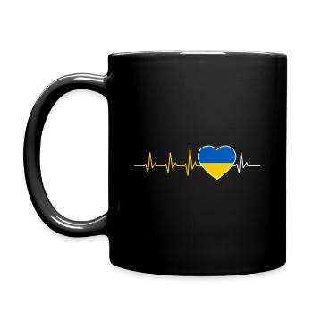 HEART BEAT UKRAINE UKRAINISCH ECG FLAGGE GIFT - Full Colour Mug - black - Left