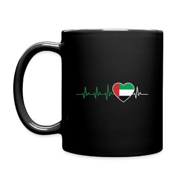 HERZSCHLAG DUBAI ARABISCHE EMIRATE FLAGGE GESCHENK - Tasse einfarbig - Schwarz - Links