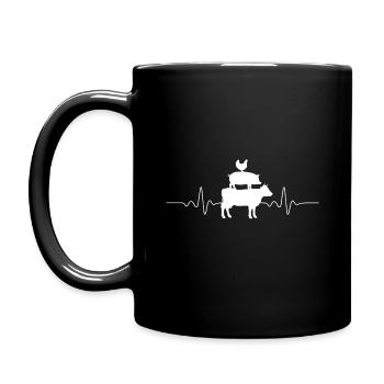 HERZSCHLAG LANDWIRT BAUERNHOF TIERE BAUER GESCHENK - Tasse einfarbig - Schwarz - Links