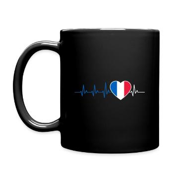 FRANKREICH HERZSCHLAG FRANZÖSISCHE FLAGGE GESCHENK - Tasse einfarbig - Schwarz - Links