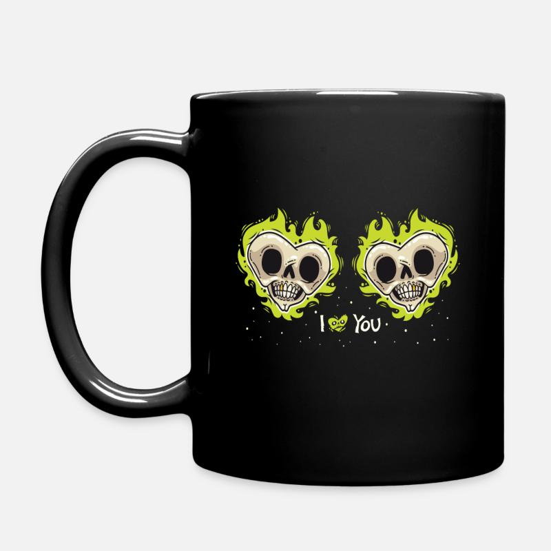 Skull Totenkopf Comic I Love You Fun Lustig - Tasse einfarbig - Schwarz