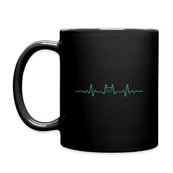 COEUR CHAT CHATS ECG VISAGE DE CHAT CADEAU - Mug uni - noir - Gauche