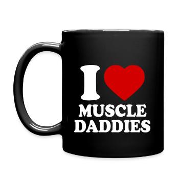 I love muscle daddies - Full Colour Mug - black - Left