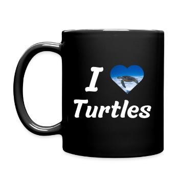 I love Turtles - Tasse einfarbig - Schwarz - Links