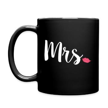 Newlyweds Mrs Lips Typography Wife - Full Colour Mug - black - Left