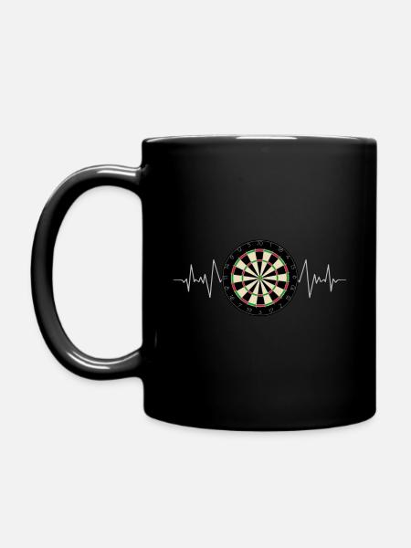 DART DARTS DARTBOARD DARTEN HEARTBEAT GESCHENK - Tasse einfarbig - Schwarz