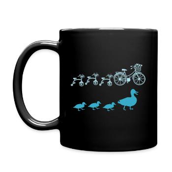 Radfahrerin Fahrrad Familie Mama Radeln - Tasse einfarbig - Schwarz - Links