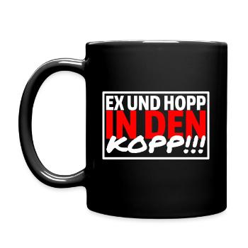 EX UND HOPP IN DEN KOPP - Sprüche Party Saufen - Tasse einfarbig - Schwarz - Links