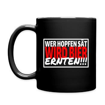 WER HOPFEN SÄT WIRD BIER ERNTEN - Sprüche Party - Tasse einfarbig - Schwarz - Links