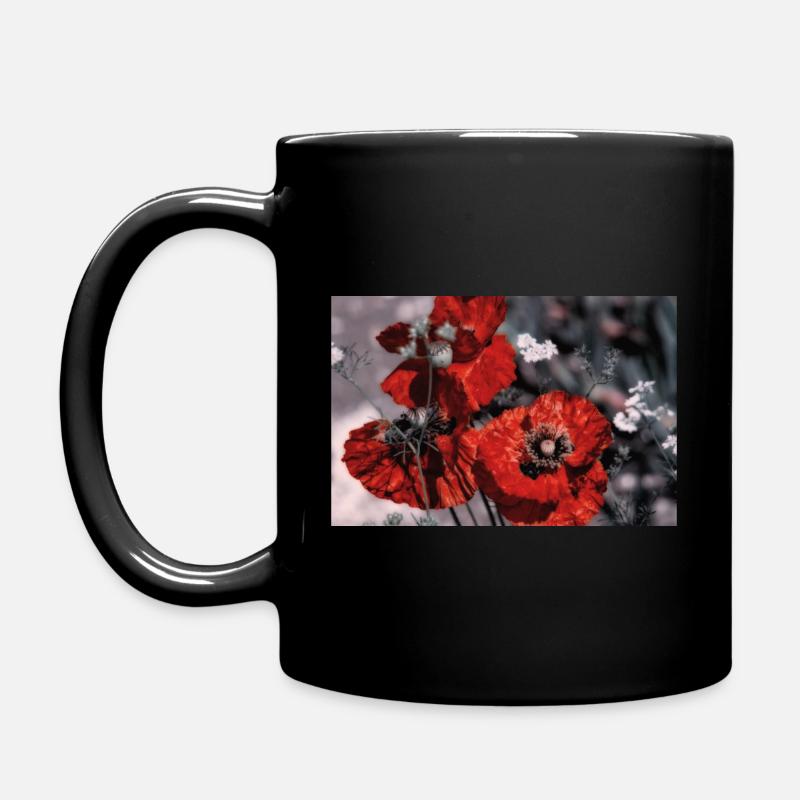 Mohnblumen - Tasse einfarbig - Schwarz