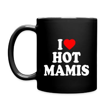 I love hot mamis - Tasse einfarbig - Schwarz - Links