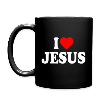I love jesus - Tasse einfarbig - Schwarz - Links