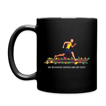 My Running Shoes are my Feet - Full Colour Mug - black - Left