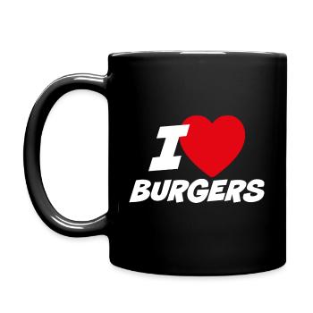 J’adore les burgers - Mug uni - noir - Gauche