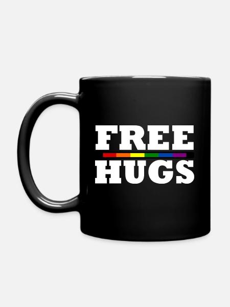 Free Hugs - Tasse einfarbig - Schwarz