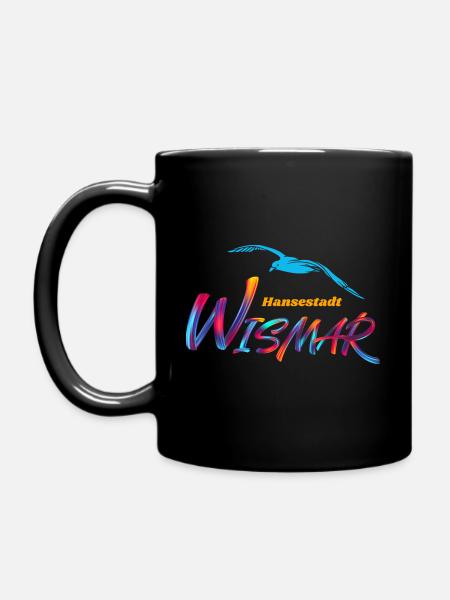 Wismar-Hansestadt-Möwe - Tasse einfarbig - Schwarz