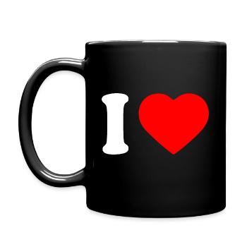 I love - Tasse einfarbig - Schwarz - Links