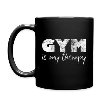 Gym Fitness Bodybuilding Gym is my therapy - Tasse einfarbig - Schwarz - Links