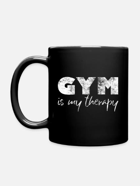 Gym Fitness Bodybuilding Gym is my therapy - Tasse einfarbig - Schwarz