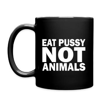 Eat pussy not animals - Full Colour Mug - black - Left