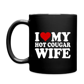 I love my hot cougar wife - Mug uni - noir - Gauche