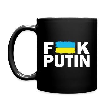Unterstützung der Ukraine | Fuck Putin - Tasse einfarbig - Schwarz - Links