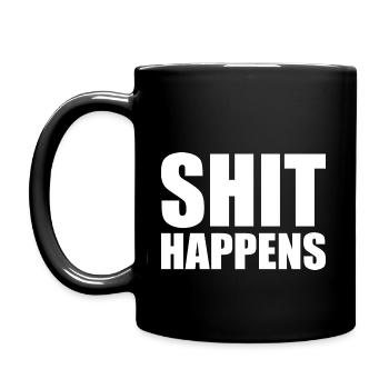 Shit happens - Tasse einfarbig - Schwarz - Links