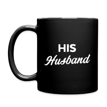 Sein Ehemann - Tasse einfarbig - Schwarz - Links