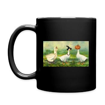 Halloween Gänse - Tasse einfarbig - Schwarz - Links