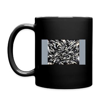 "Unveiling the Chaos: A Vibrant Fusion of Symbols - Full Colour Mug - black - Left